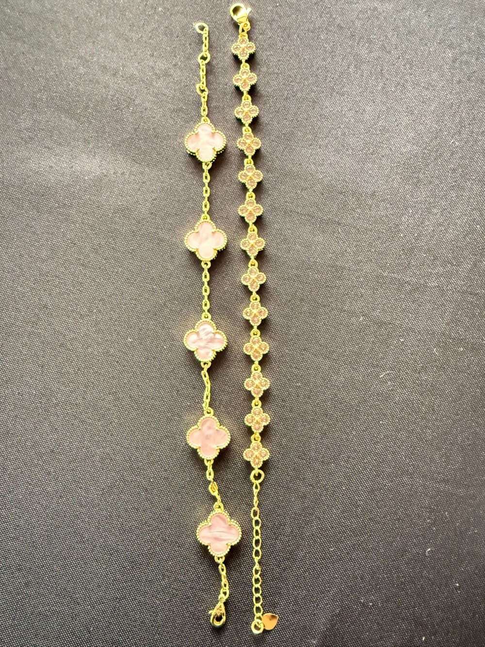 Pink Clover Bracelet Stack, Set of 2 – Gold-Tone, Adjustable